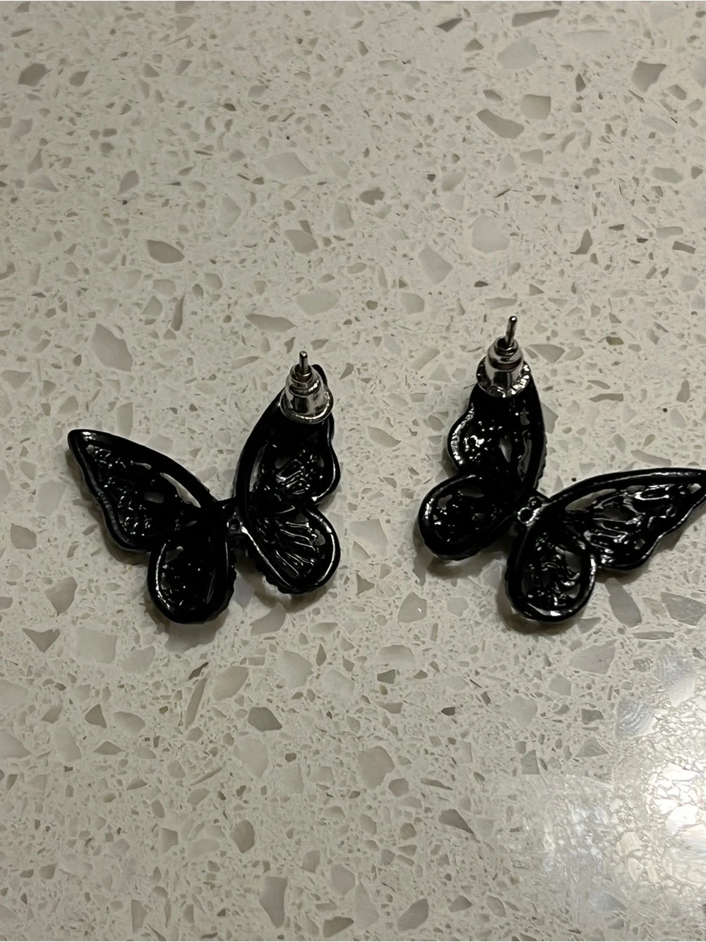 Butterfly Black Stud Earrings